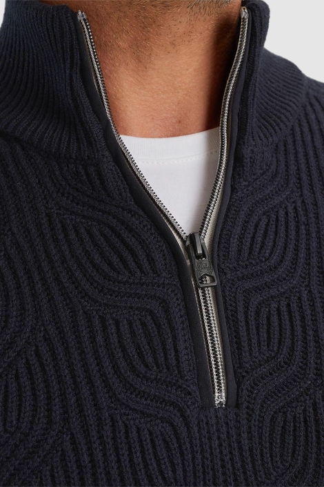 Vanguard half zip collar cotton blend wool